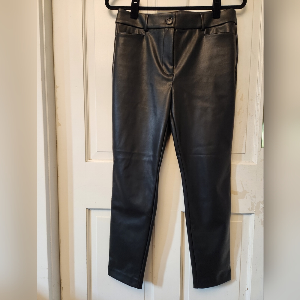 BNWT Loft Straight Leg Pleather Pants Sz Petite 8